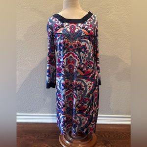 Laundry Women’s polyester blend print dress square neck length at the knee